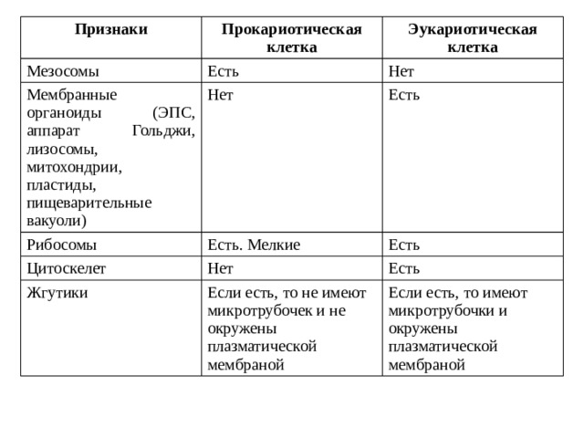 Особенности строения клеток эукариот и прокариот 9 класс презентация