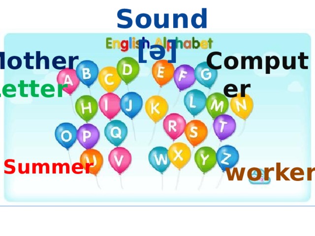  Sound [ә] Mother Computer  Letter   Summer   worker 