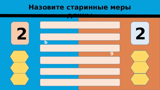 Назовите старинные меры длины ДЮЙМ 39 2 2 САЖЕНЬ 25 19 АРШИН 7 МИЛЯ ЛОКОТЬ 6 4 ВЕРСТА 