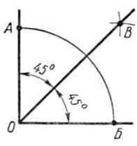 Угол 45 градусов циркулем