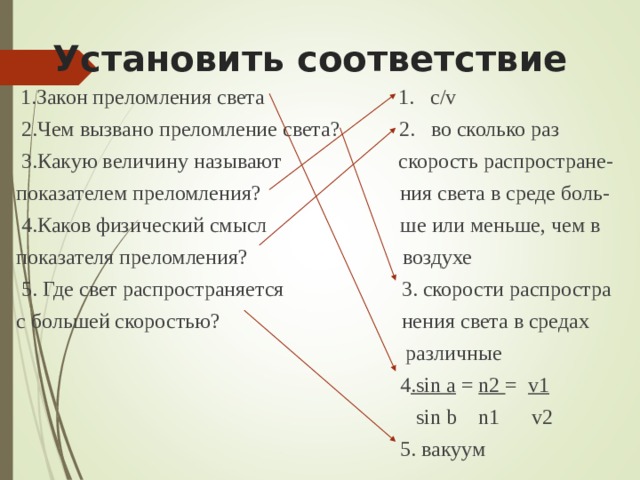 Показатель преломления дисперсия света 9 класс