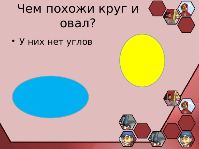 Чем похожи круг и овал? У них нет углов 