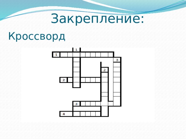 Закрепление: Кроссворд 