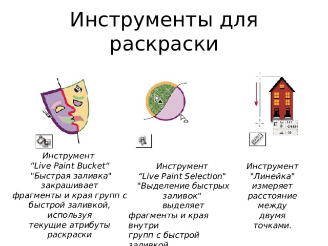 Инструменты для раскраски Инструмент  “Live Paint Bucket“  