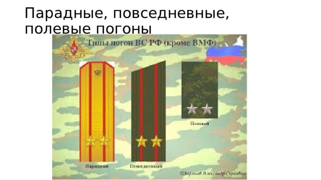 Парадные, повседневные, полевые погоны 