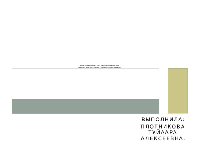   Комплексная разработка урока учебной практики по теме  «Обработка прорезного кармана с клапаном и одной обтачкой »   Выполнила: Плотникова Туйаара Алексеевна. 