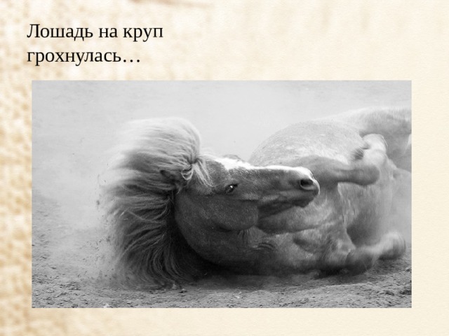 Лошадь на круп  грохнулась… 