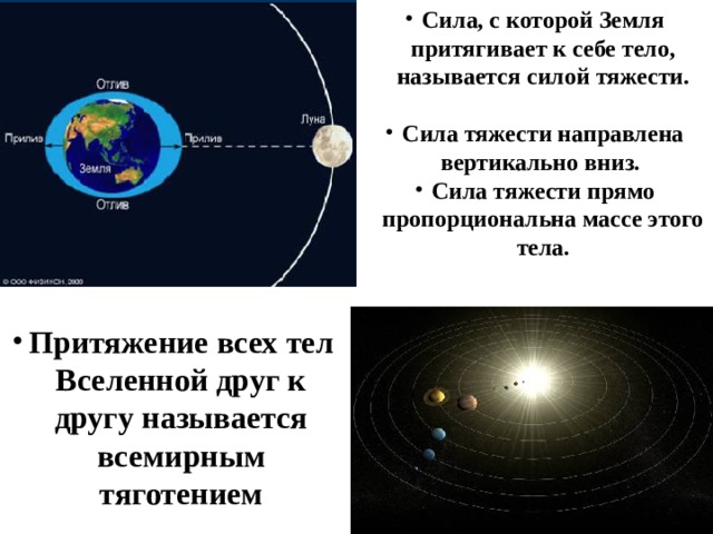 Сила с которой земля притягивает тела