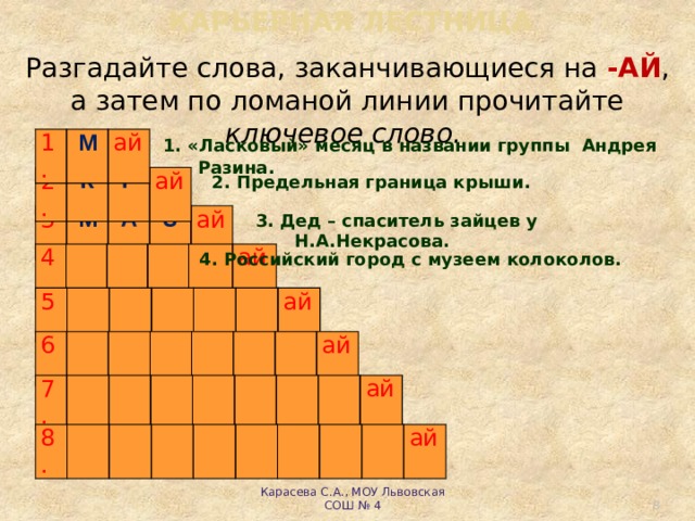 Слова заканчивающиеся на лад