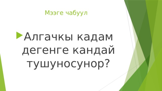Мээге чабуул Алгачкы кадам дегенге кандай тушуносунор? 