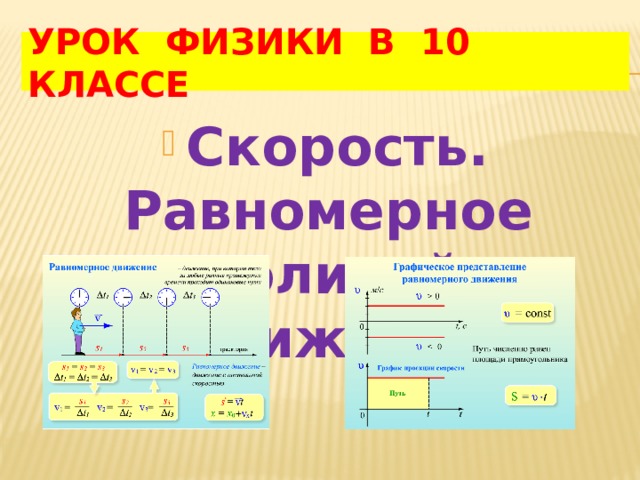 УРОК ФИЗИКИ В 10 КЛАССЕ Скорость. Равномерное прямолинейное движение 