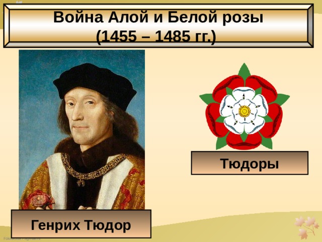 Война Алой и Белой розы (1455 – 1485 гг.) Тюдоры Генрих Тюдор 
