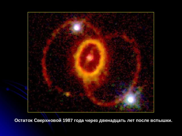 Остаток Сверхновой 1987 года через двенадцать лет после вспышки.  