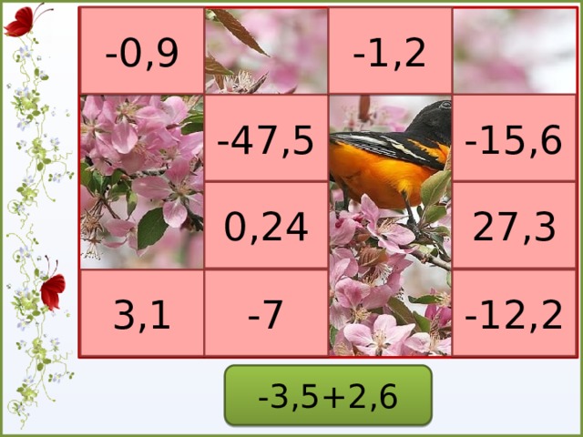 -1,2 -0,9 -15,6 -47,5 0,24 27,3 3,1 -7 -12,2 -3,5+2,6  