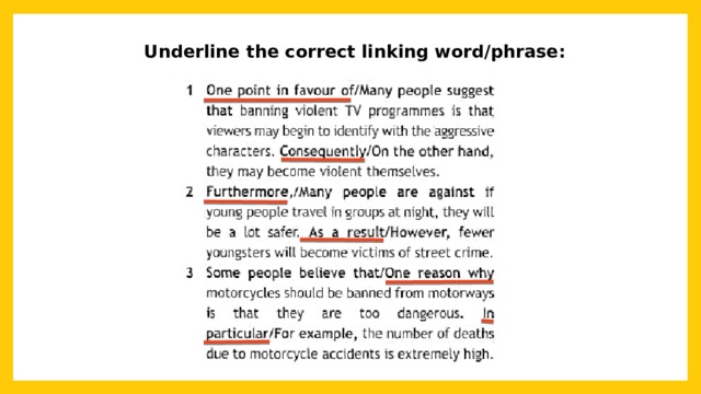 Как переводится underline the correct word