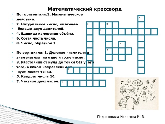 Кроссворд 5 по горизонтали 5 по вертикали