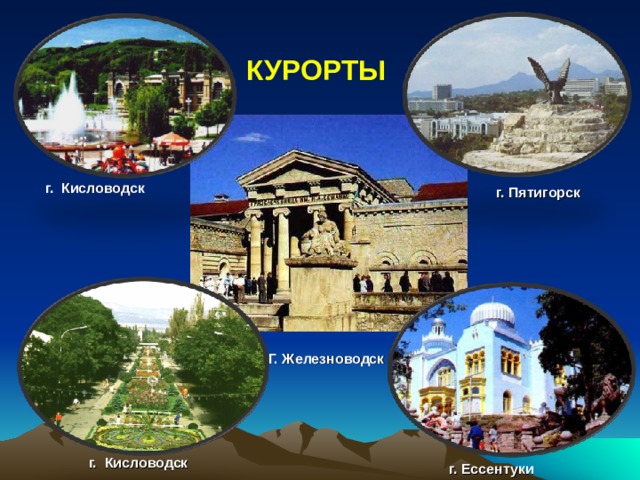 КУРОРТЫ г. Кисловодск г. Пятигорск Г. Железноводск г. Кисловодск г. Ессентуки 