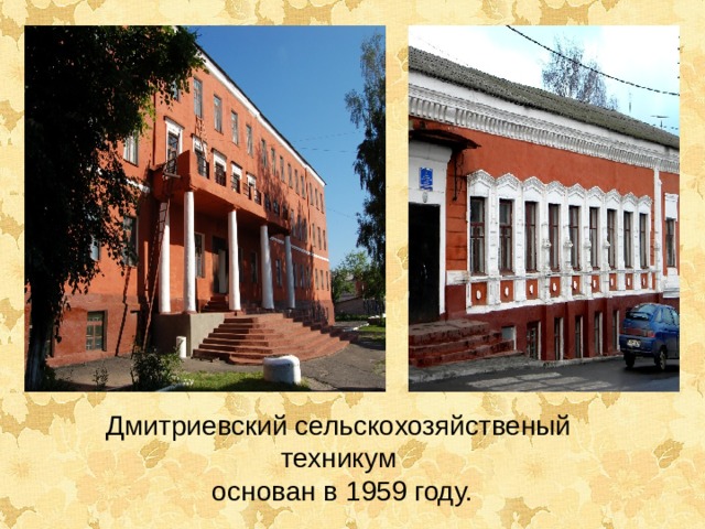 Дмитриевский сельскохозяйственый техникум  основан в 1959 году. 