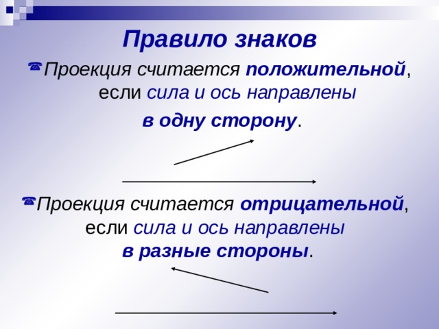 Проекция считается положительной