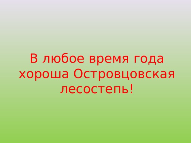 В любое время года хороша Островцовская лесостепь! 