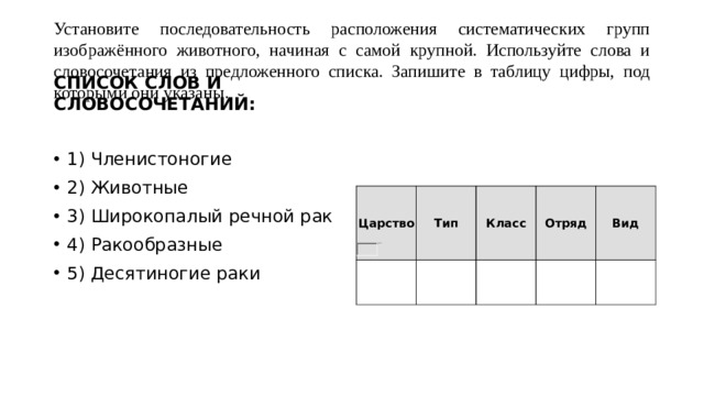 Последовательность расположения систематических