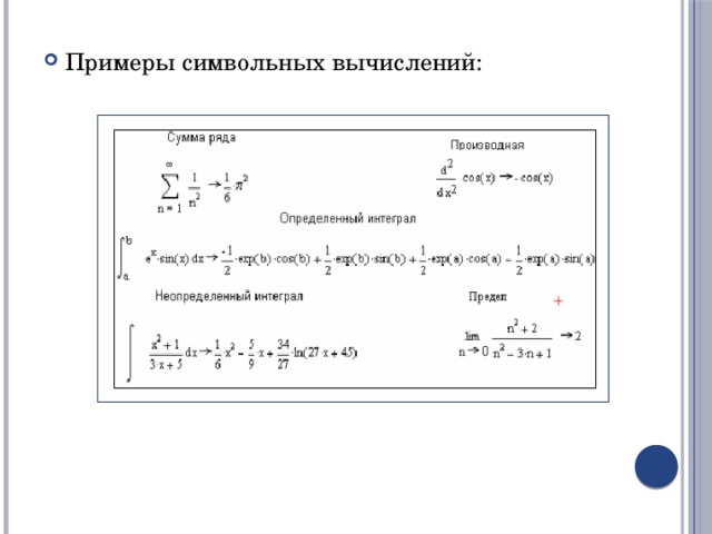 Примеры символьных вычислений: 