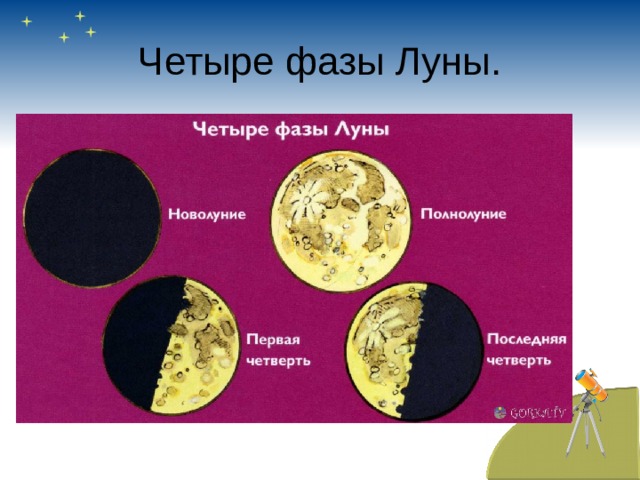 Четыре фазы Луны. 