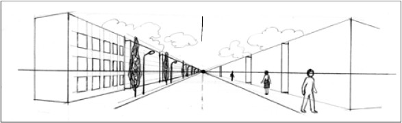 Пример линейной перспективы рисунок
