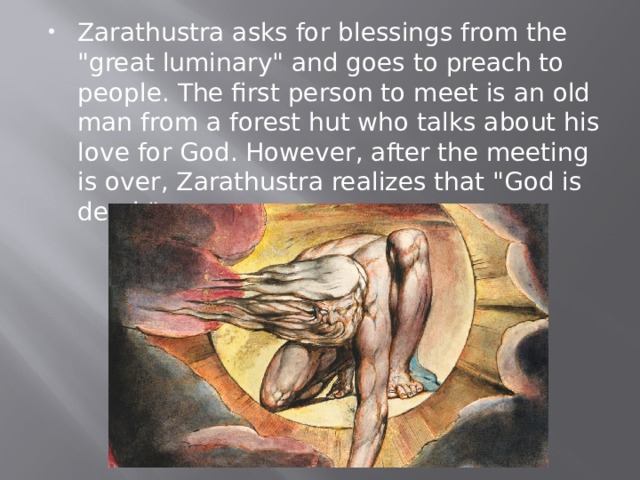 Zarathustra asks for blessings from the 