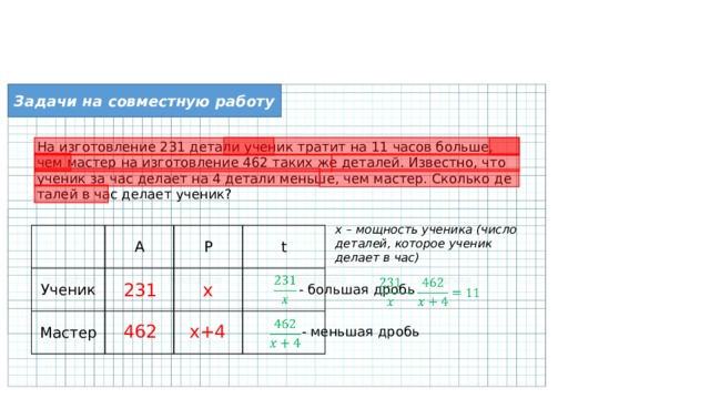 Затрачивая на изготовление. На изготовление 231 детали ученик тратит на 11 часов больше. На изготовление 231 детали ученик тратит на 11 часов больше чем мастер. На изготовление 231 детали ученик тратит на 11. На изготовление 231 детали.