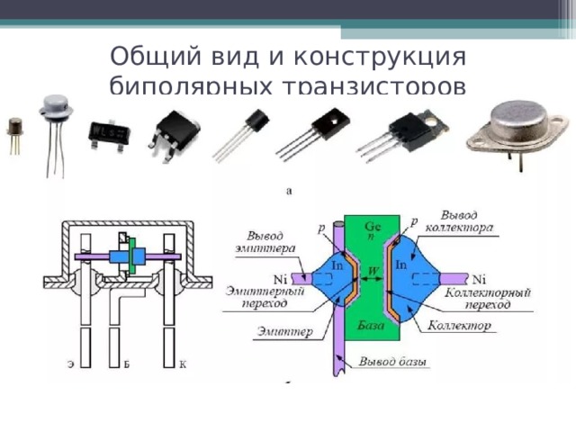 Общий вид и конструкция биполярных транзисторов 