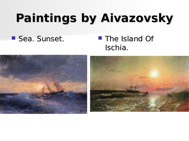Paintings by Aivazovsky Sea. Sunset. The Island Of Ischia. 