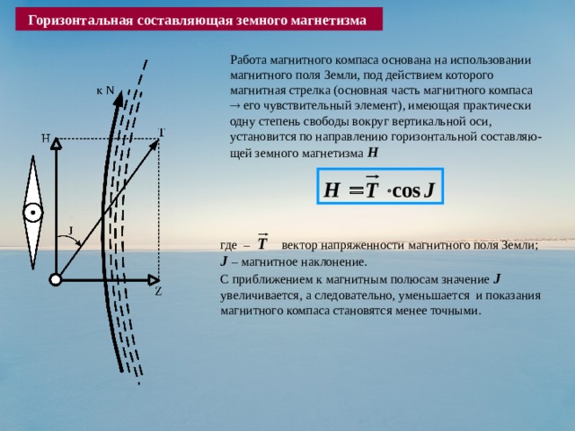 Горизонтальная составляющая индукции магнитного поля земли формула. Определение горизонтальной составляющей магнитного поля. Вертикальная и горизонтальная составляющая скорости