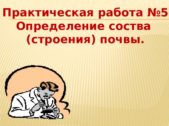 Практическая работа №5 Определение соства  (строения) почвы. 