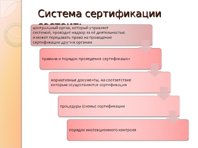 Система сертификации состоит: 