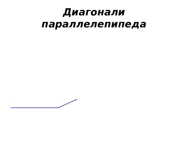 Диагонали параллелепипеда Диагонали параллелепипеда пересекаются в одной точке и делятся этой точкой пополам  