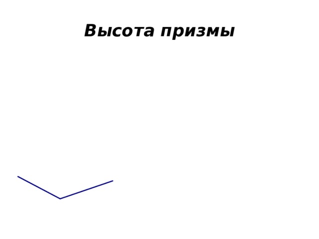 Высота призмы Перпендикуляр, проведенный из какой-нибудь точки одного основания к плоскости другого основания, называется высотой призмы  