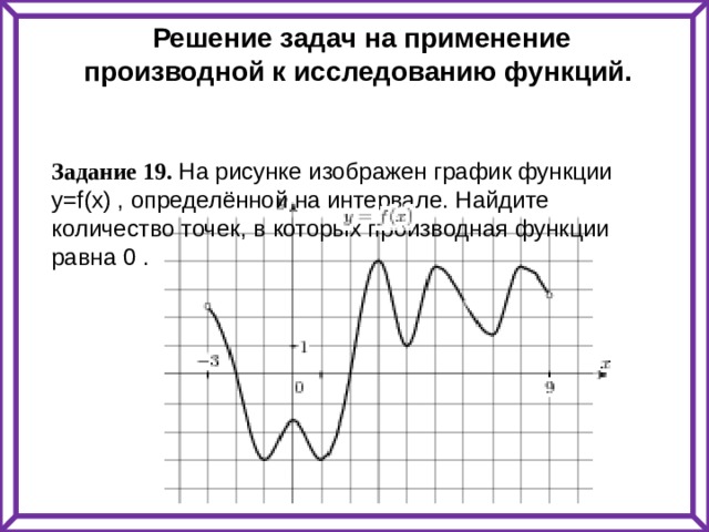 Найти количество точек в которых производная функции равна 0. Применение производной к решению задач. Применение производной к исследованию функции решу ЕГЭ.