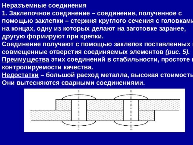 На рисунке показано соединение двух листов с помощью ряда заклепок