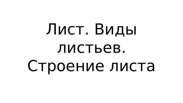 Лист. Виды листьев. Строение листа 