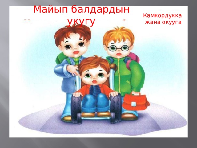 Майып балдардын укугу Камкордукка жана окууга 