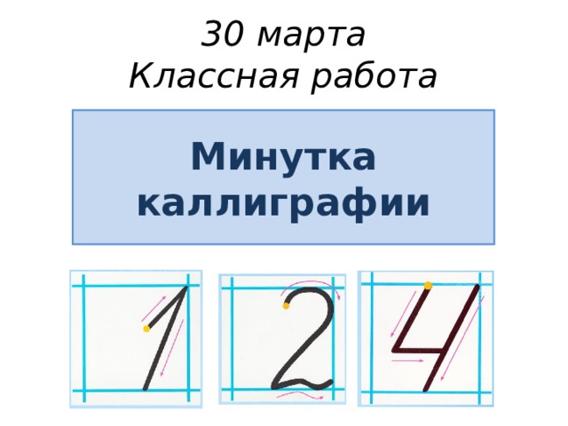 Минутка чистописания по математике 2 класс образцы в тетради