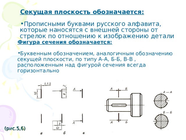 Секущая плоскость на чертеже. Секущая плоскость обозначается. Обозначение секущей плоскости. Какими буквами обозначается плоскость. Обозначение секущей плоскости на чертеже.