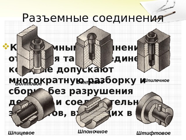 Соединение k. Разъемные соединения шлицевые и шпоночные. Разъемные соединения примеры. Назовите разъемные соединения. Разъемные соединения деталей.