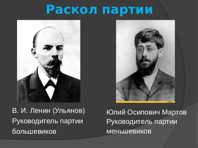 Раскол в партии рсдрп. Раскол партии. Юлий Осипович Мартов. Партийный раскол. Раскол партии на Большевиков и меньшевиков Ленин.