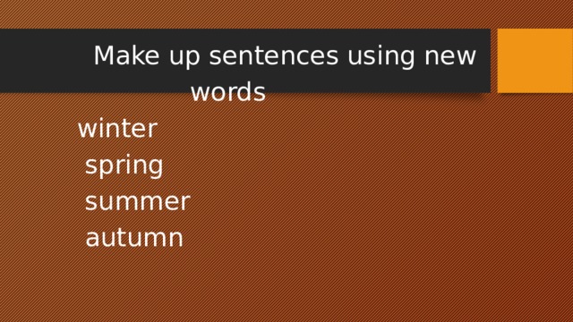  Make up sentences using new  words  winter  spring  summer  autumn 
