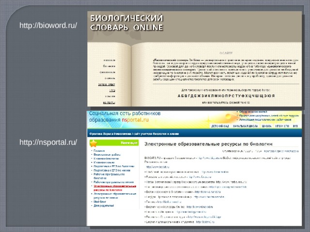 http://bioword.ru/ http://nsportal.ru/ 