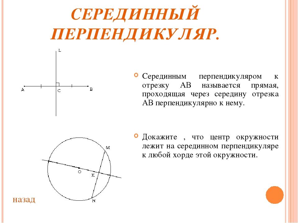 Рисунок серединный перпендикуляр отрезка