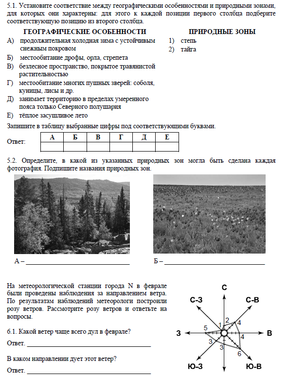 Природные зоны вариант 2