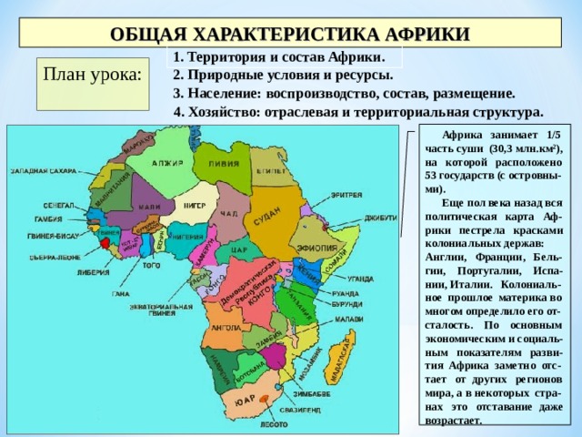 Общая характеристика стран Африки